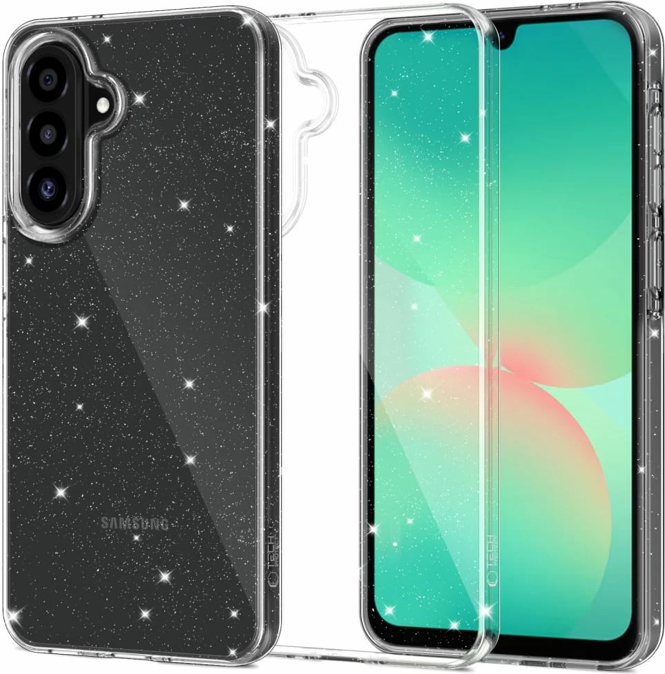 Mbështjellës Tech-Protect FlexAir për Samsung Galaxy A26 5G, Transparent-Glitter