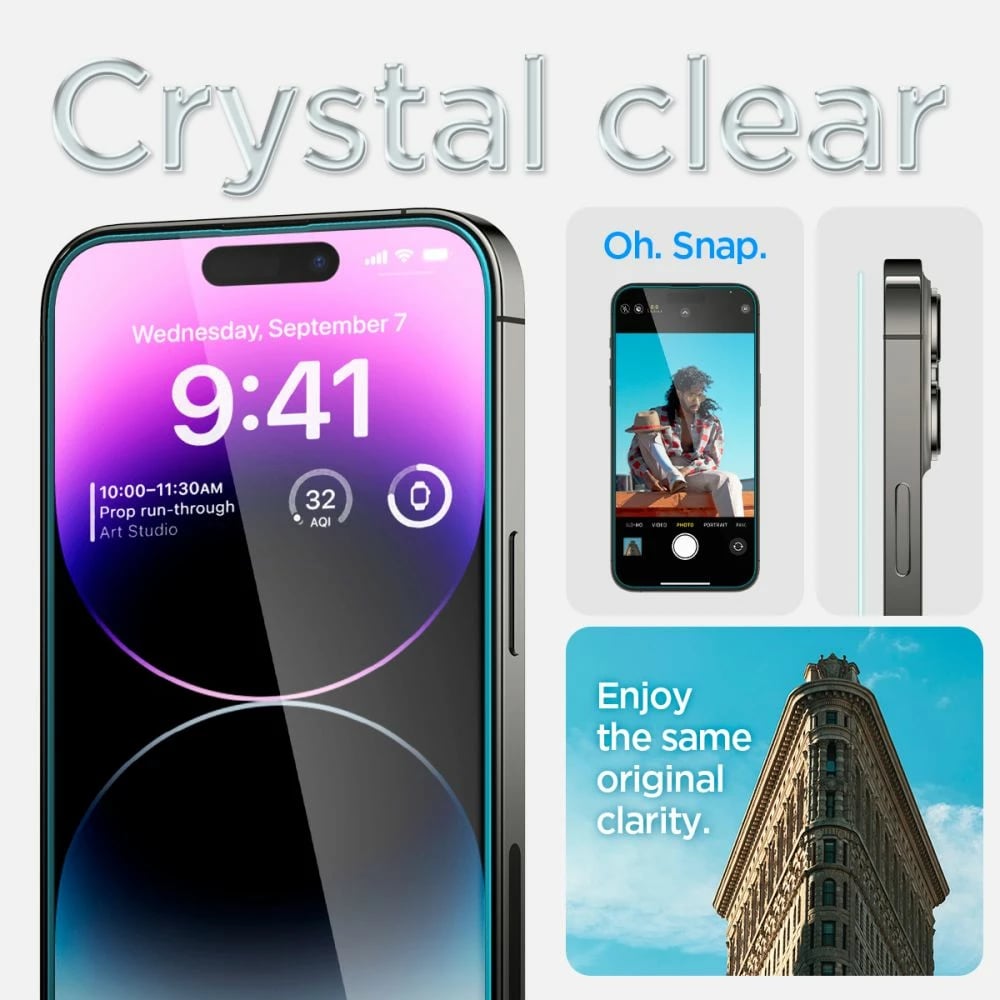 Xham i temperuar Spigen Glas.tR EZ Fit për iPhone 14 Pro, 2 copë