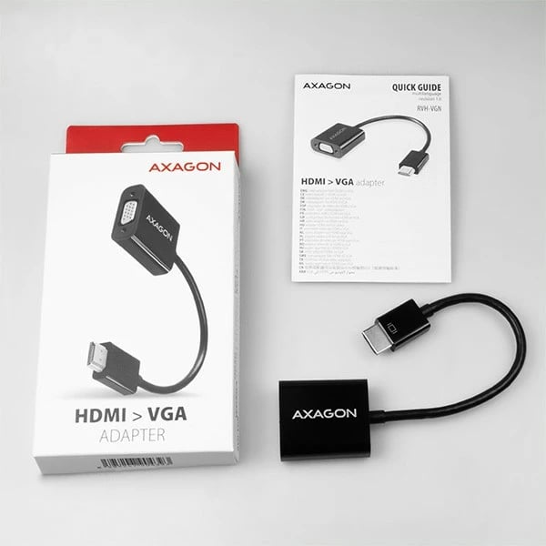 Adapter AXAGON RVH-VGN HDMI në VGA, i zi