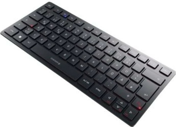 Tastierë Cherry KW 9200 MINI (JK-9250FR-2) pa tela 2.4 GHz + Bluetooth 5.0, lidhje me kabllo, e rikarikueshme, kompakte 320x175x25 mm, e zezë