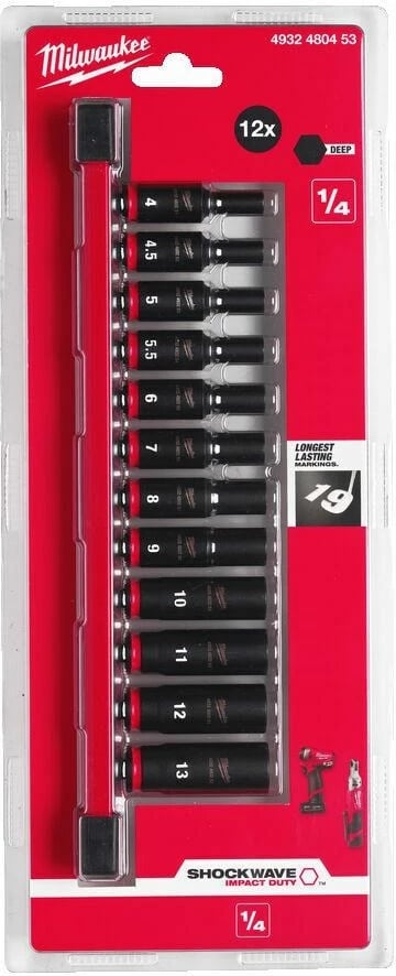 Set çelësa goditës MILWAUKEE 1/4" 12 copë Set çelësa goditës MILWAUKEE 1/4" 12 copë