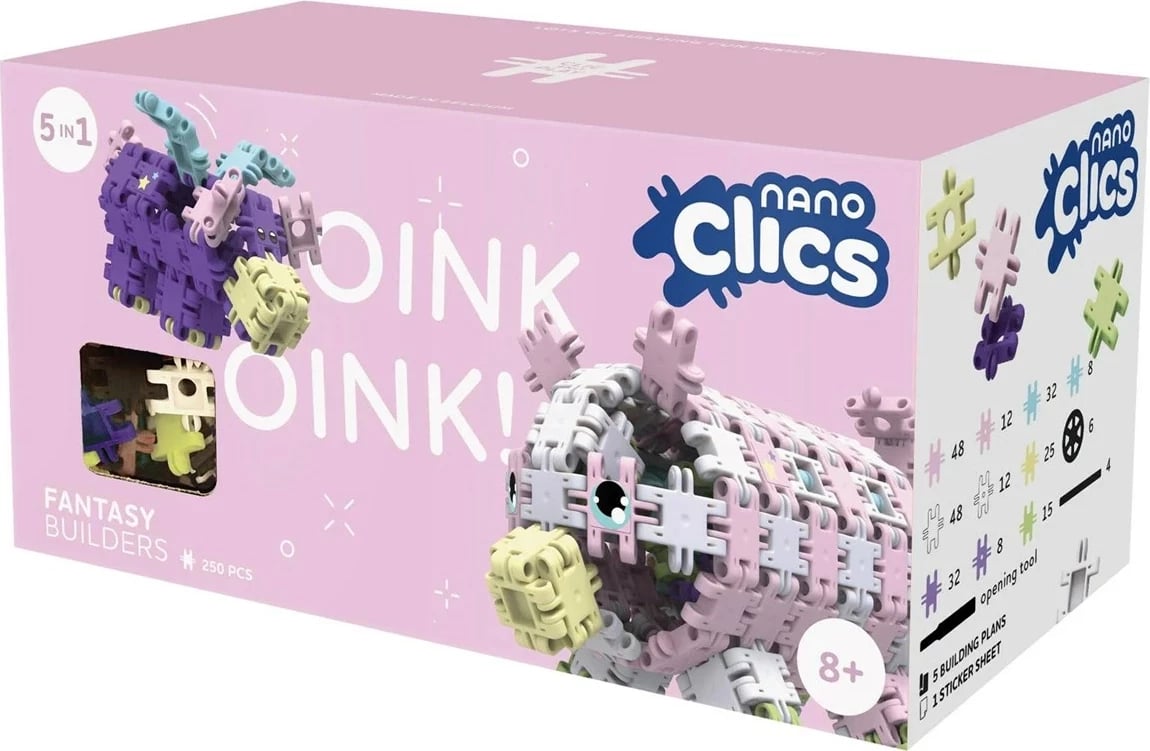 Blloqe ndërtimi Nano Clics Fantasy Builders, 250 pjesë, për fëmijë 8+
