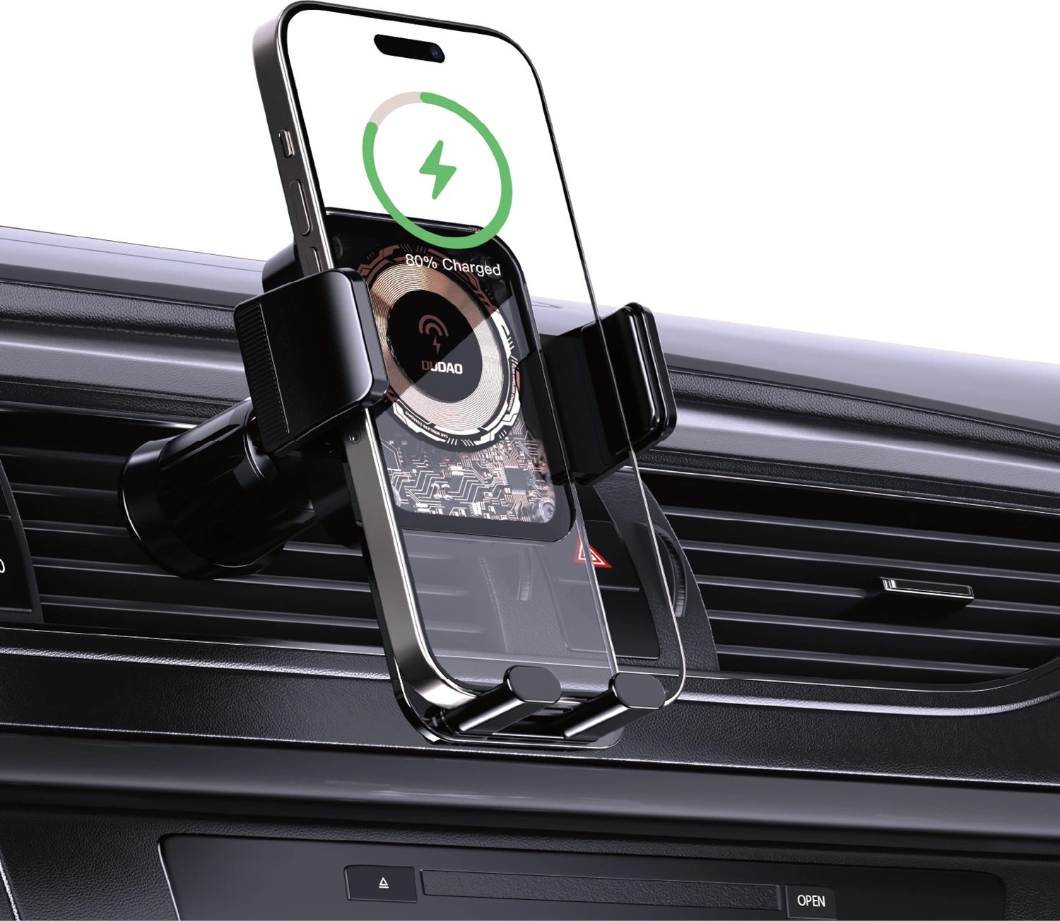 Mbajtës telefoni Dudao F19 me karikues wireless 15W, i zi