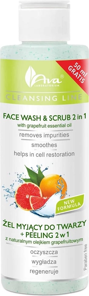 Xhel pastrues fytyre dhe peeling 2-në-1 për femra Ava Laboratorium Cleansing Line, 200ml