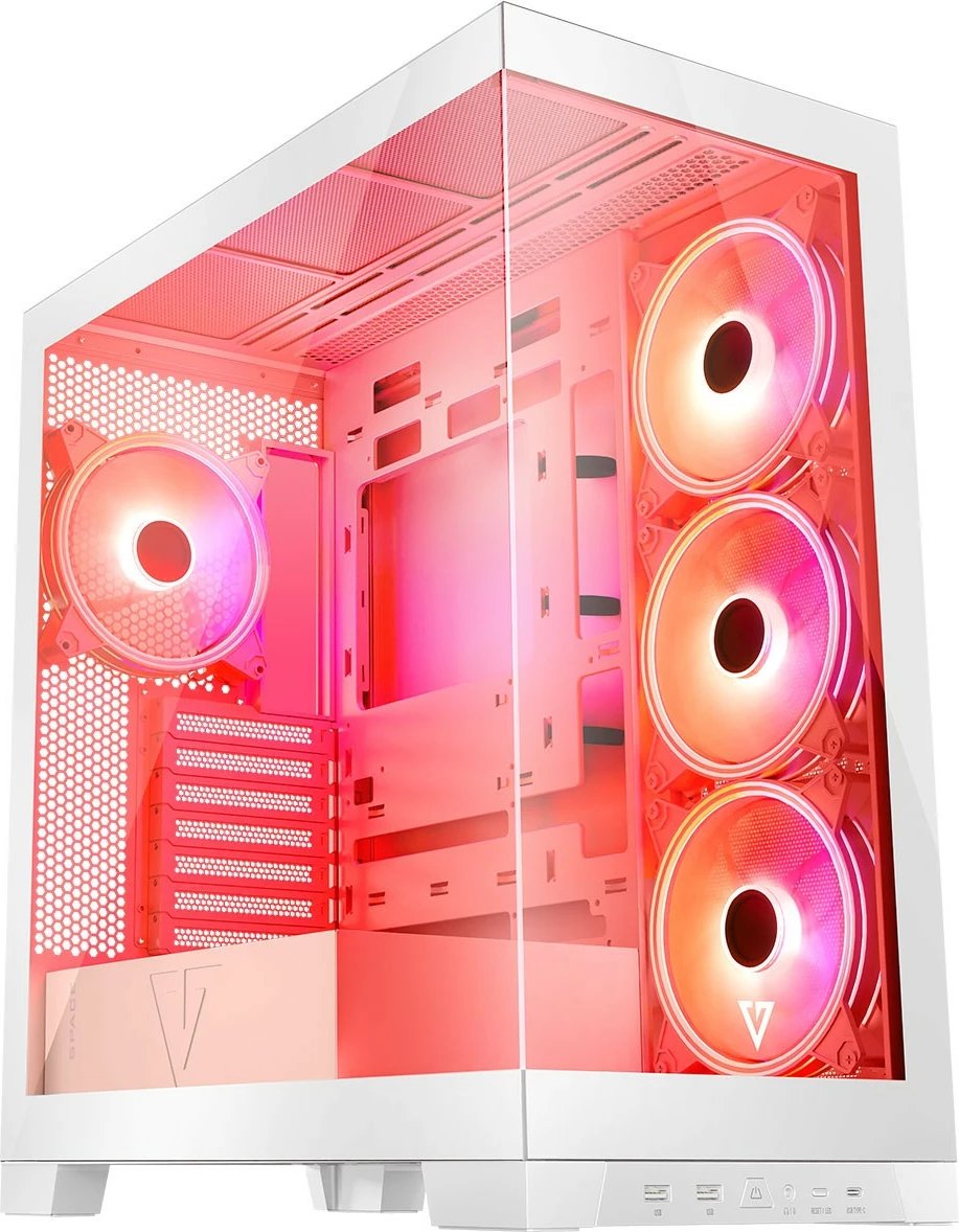 Kasë MODECOM Volcano Space ARGB, Midi Tower, xham i temperuar, e bardhë