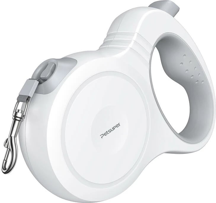 Litar automatik për qen Petsuper PL01, 5m, i bardhë