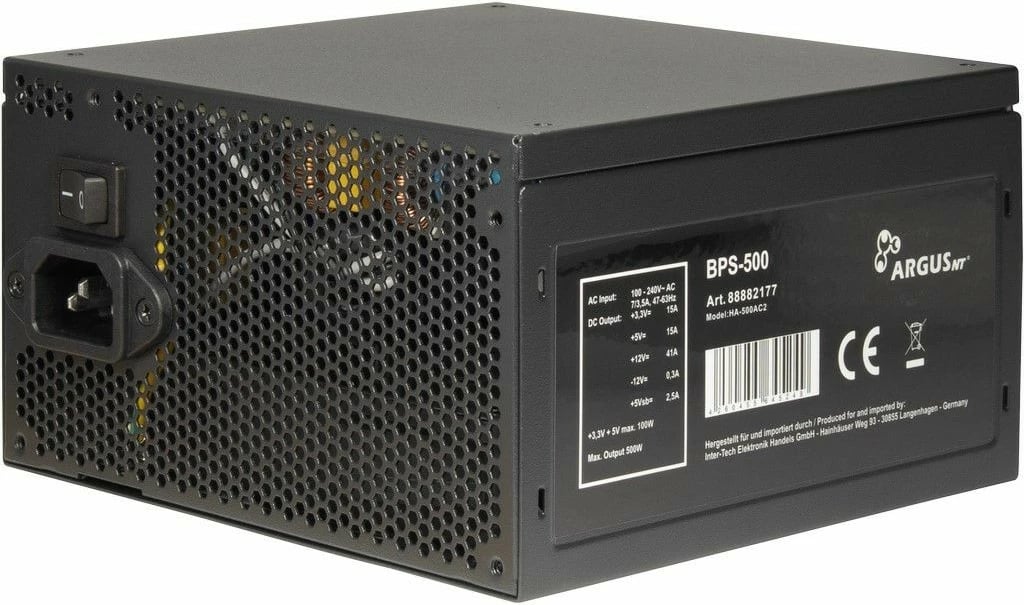 Furnizues energjie Inter-Tech ArgusNT BPS-500, 500W, 80 PLUS, 100-240V