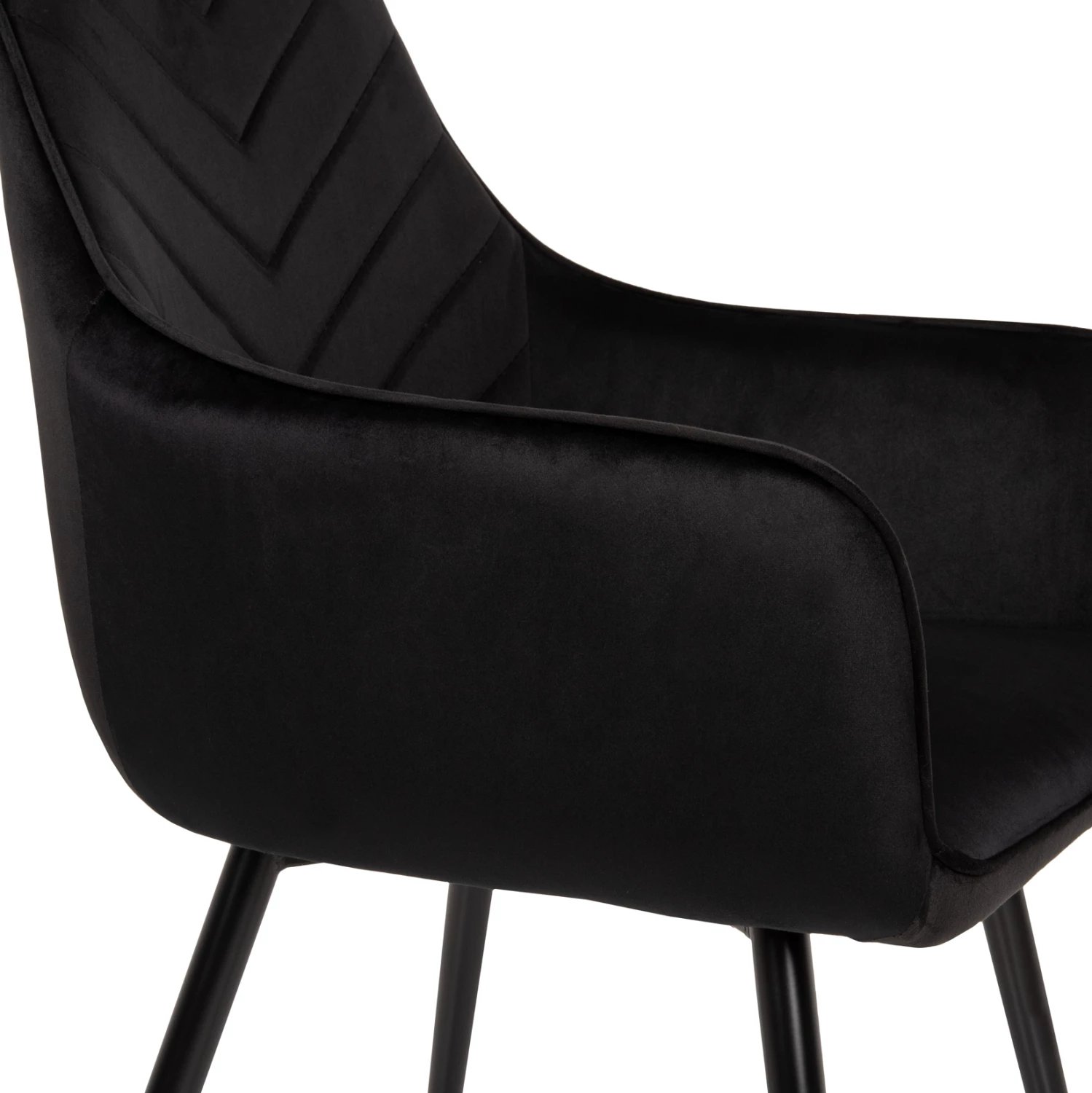 Karrige Latrell, kadife e zezë, këmbë metali të zeza, 55x57x84H cm., set prej 2 copë
