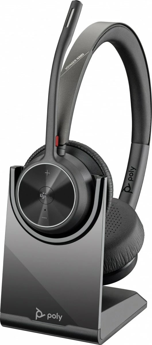 Kufje pa tela POLY Voyager 4320 me BT700 adapter dhe stacion karikimi, e zezë, set