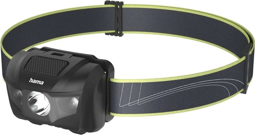 Fener koke, Hama HL200, 200 lm, 4 mënyra drite, IP44, me bateri AAA, e zezë Fener koke, Hama HL200, 200 lm, 4 mënyra drite, IP44, me bateri AAA, e zezë
