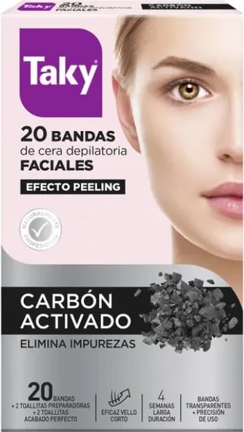 Banda depilimi për fytyrë TAKY Carbon Activado unisex, 20 copë