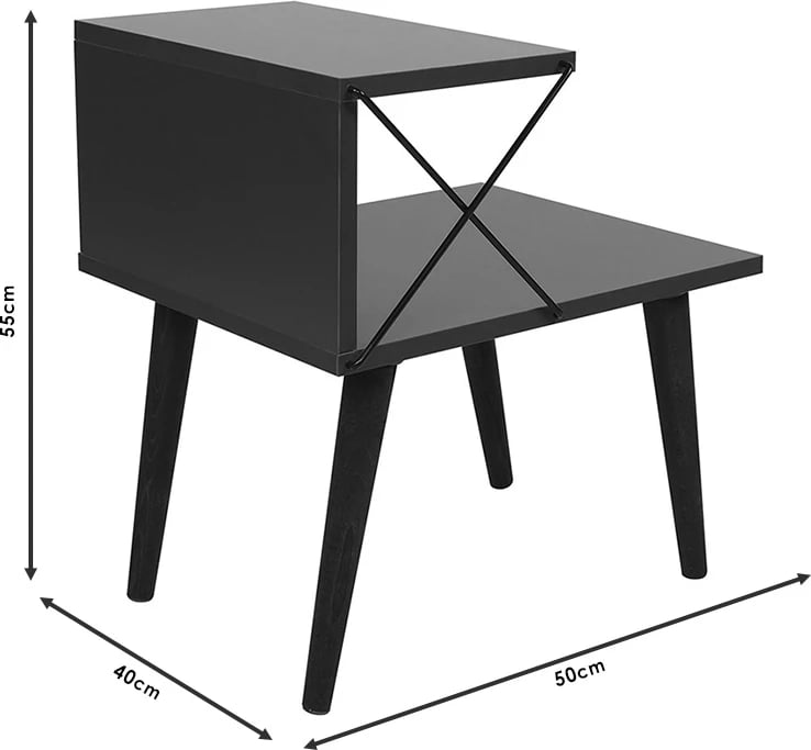 Tavolinë anësore Gather anthracite-walnut 50x40x55cm