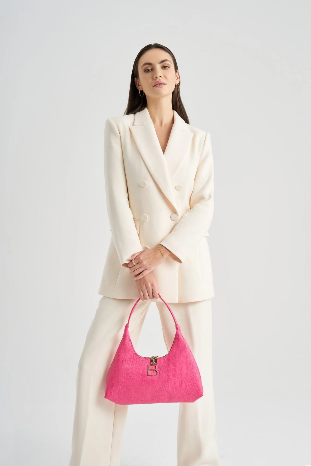 Çantë shpatull për femra, Lucky Bees, croco fuchsia, 505