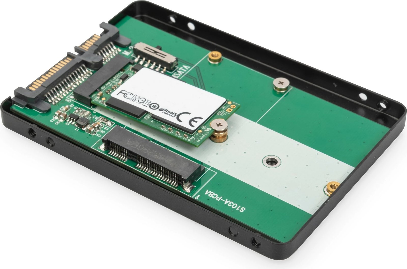 Kasë Digitus 2.5" SATA për SSD/HDD, mbështet M.2 ose mSATA, 6 Gbit/s, e zezë