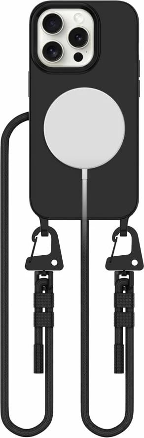 Mbështjellës Tech-Protect Magnecklace për iPhone 15 Plus / 14 Plus, MagSafe, i zi me rrip