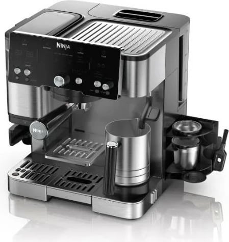 Aparat espresso Ninja ES501EU, 2 L, Kafe kokrra, Mulli i integruar, 1650 W, Ngjyrë zezë, Inoks