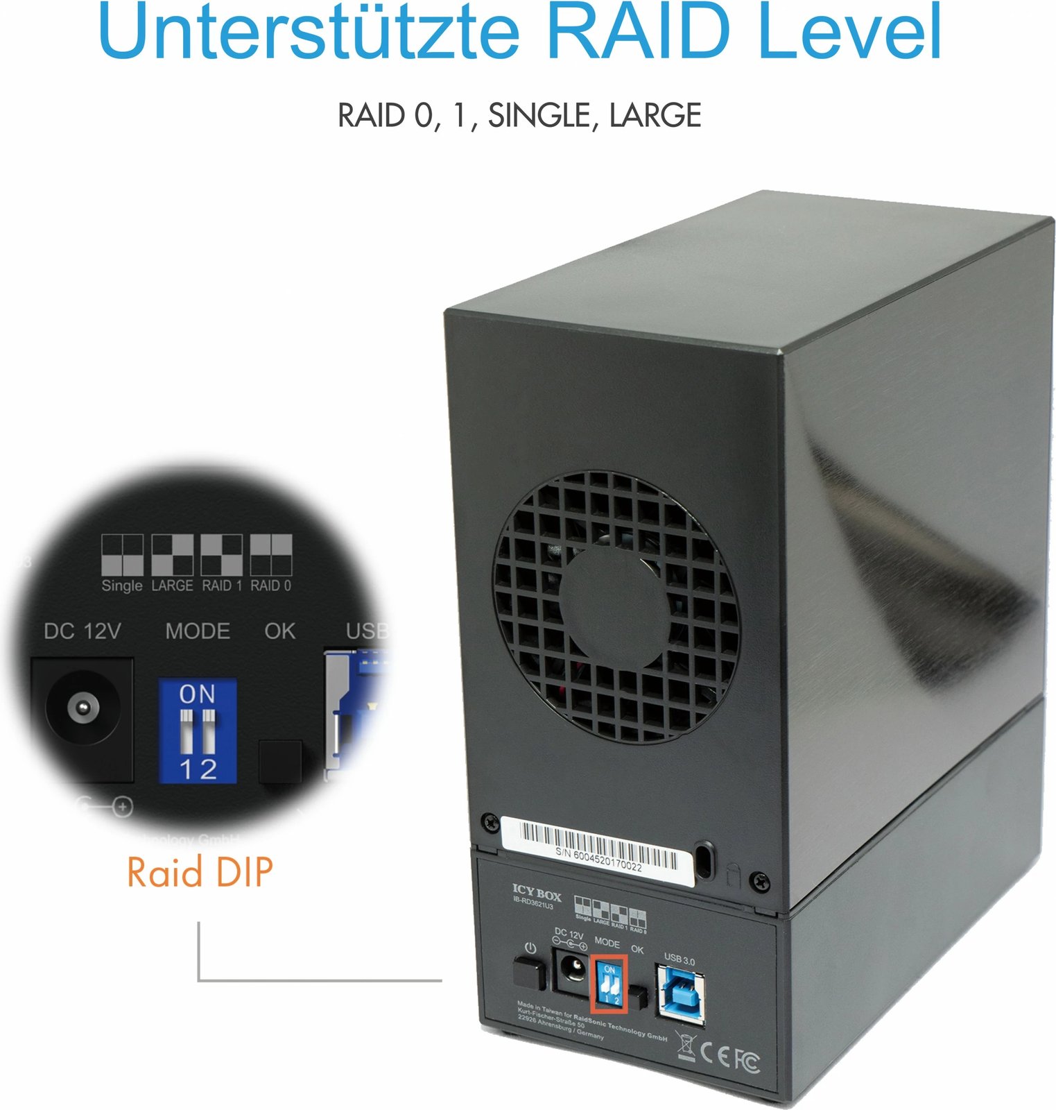 Kasë eksternale ICY BOX IB-RD3621U3, 2x3.5", USB 3.0, RAID, e zezë