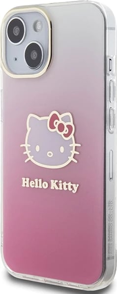 Mbështjellës Hello Kitty IML Gradient Electrop Kitty Head për iPhone 15, rozë