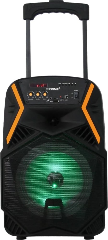 Boks portativ PRIME3 APS22 BLAZE me Bluetooth, karaoke, mikrofon pa tela, LED, zi/portokalli