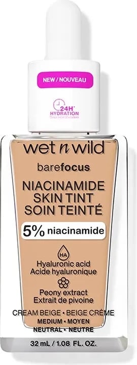 Fondatinë Wet N Wild barefocus Niacinamide Skin Tint 6319e Cream Beige Medium Neutral 32ml