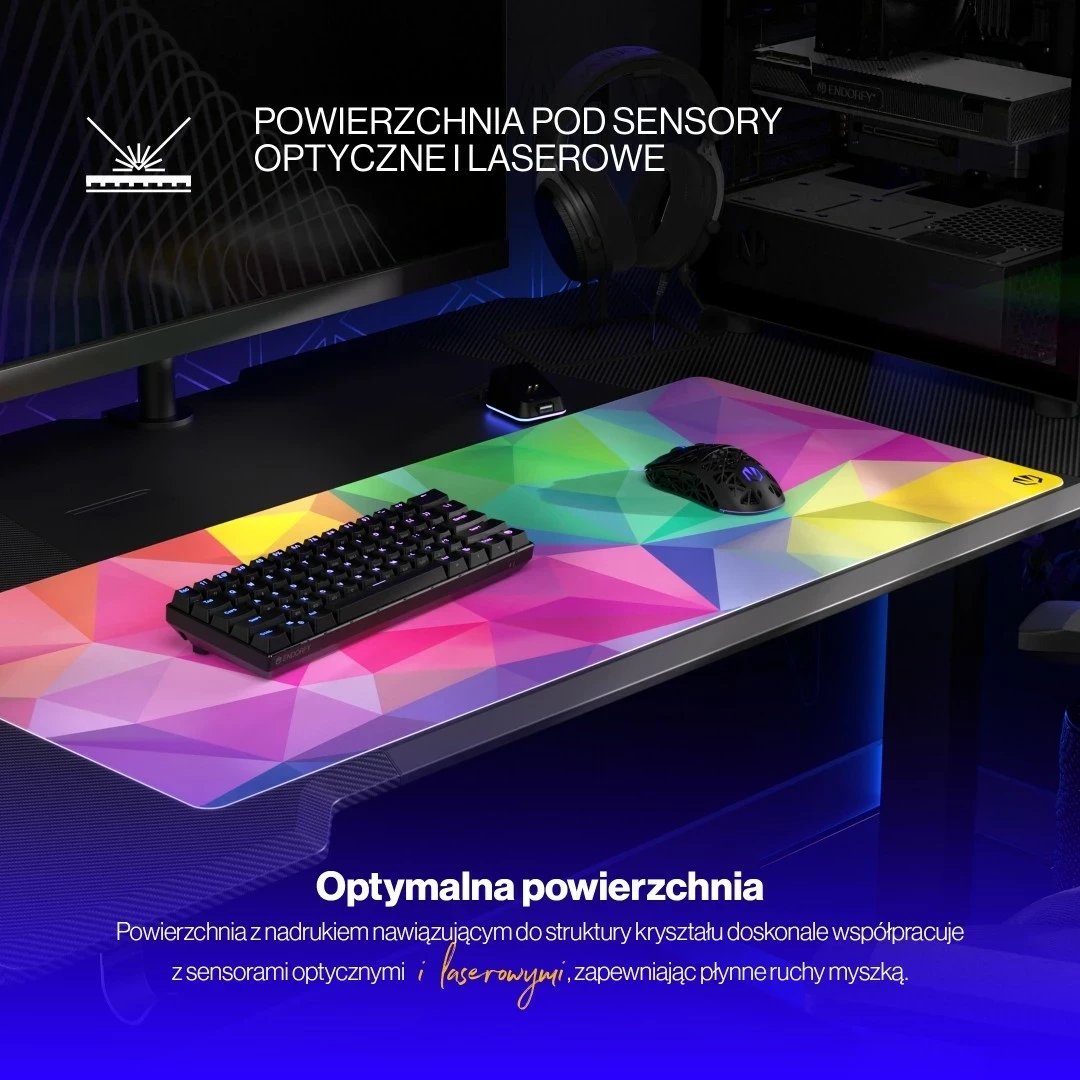Mauspad Endorfy Crystal Spectrum XL, për lojtarë, ngjyrë miks