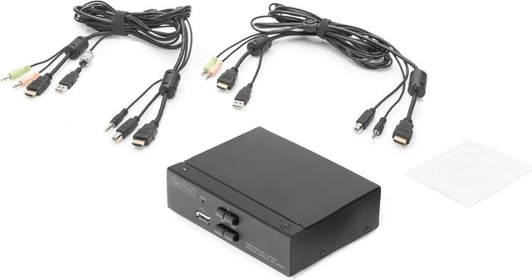 Switch KVM Digitus DS-12870, 2 porta HDMI, 4K, metalik