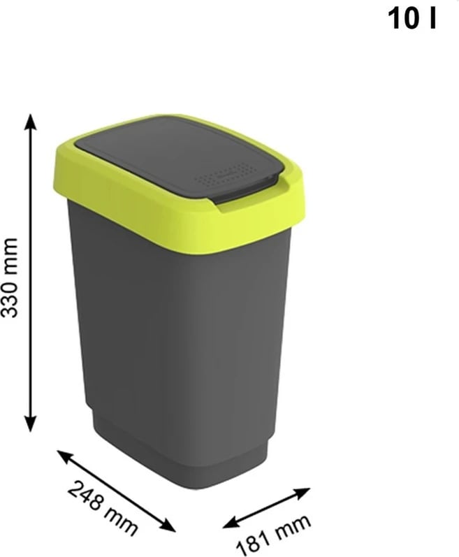 Kosh mbeturinash Rotho Twist 10L, Plastikë, Lime
