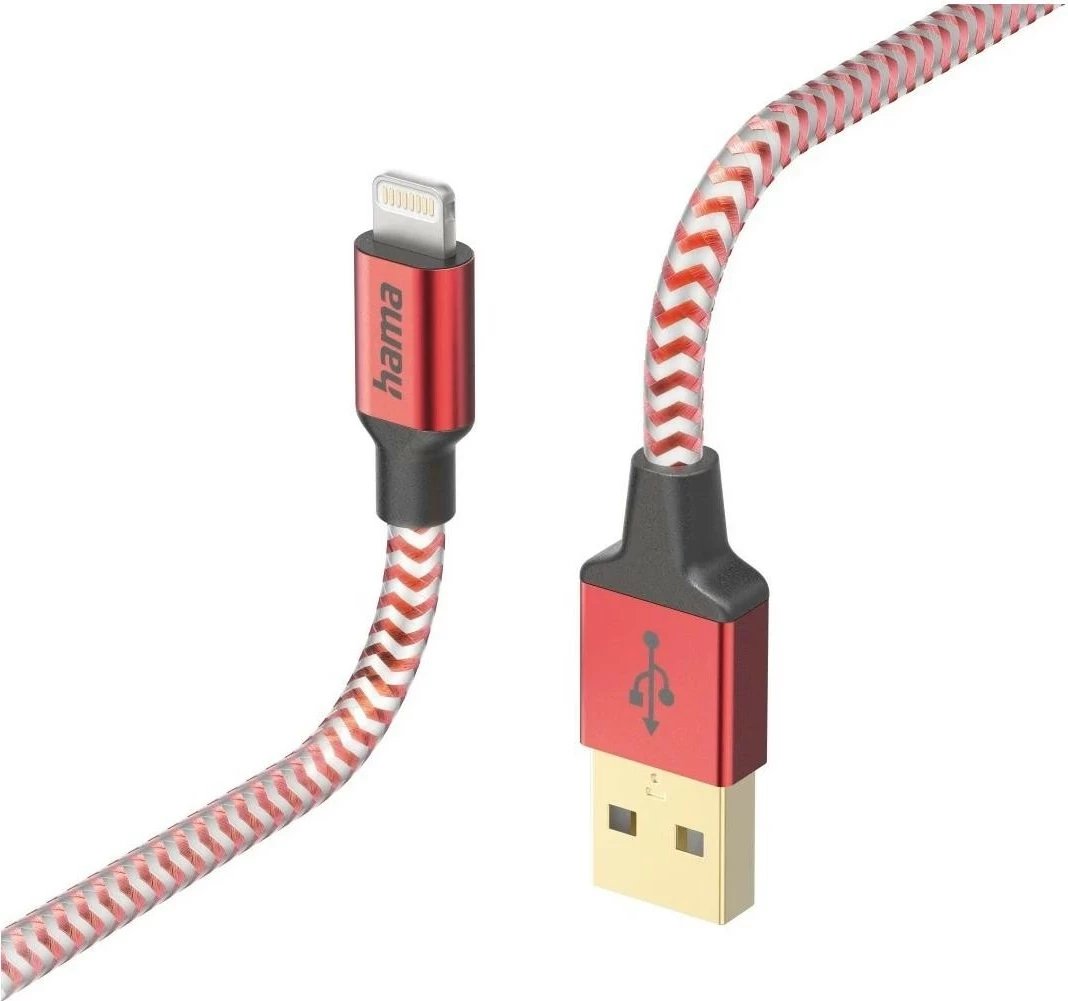 Kabëll Hama Reflected USB-A/Lightning 1.5m kuq