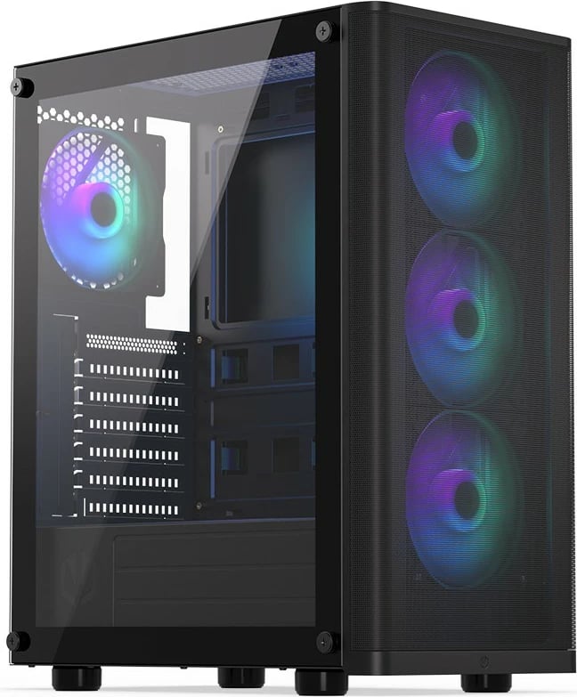 Kasë Endorfy Ventum 200 ARGB, ATX, 4 ventilatorë ARGB, xham i temperuar, e zezë
