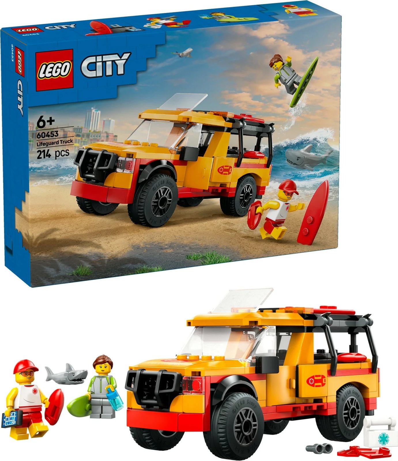 Set ndërtimi LEGO City 60453 Lifeguard Truck, 214 pjesë, multikolor