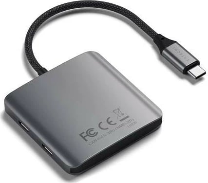 Hub USB-C Satechi 4 Porta, 100W PD, ngjyrë gri