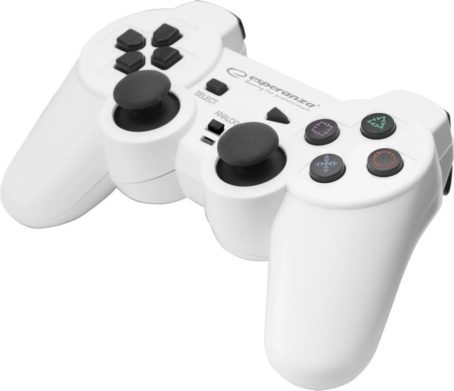 Gamepad Esperanza EGG107W me kabllo, për PC/PS3, Bardhë/Zi