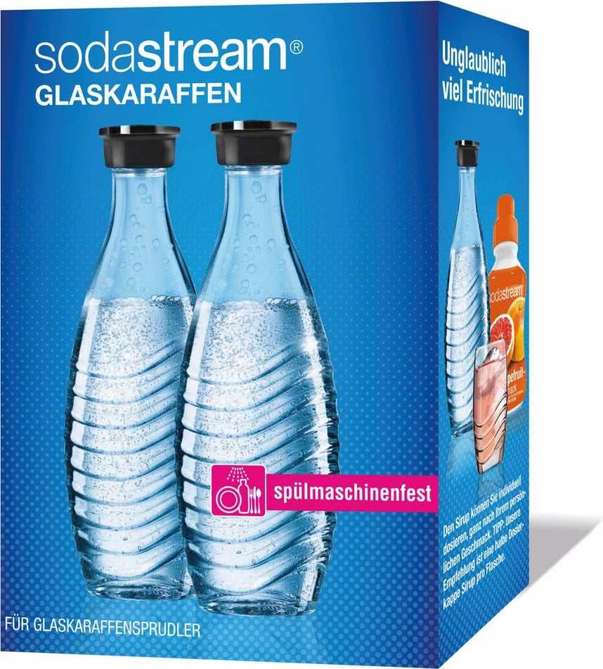 Karafë qelqi, Sodastream, CRYSTAL 1047200490, e përshtatshme për gazues uji dhe pjatalarëse, transparente, paketë dyshe