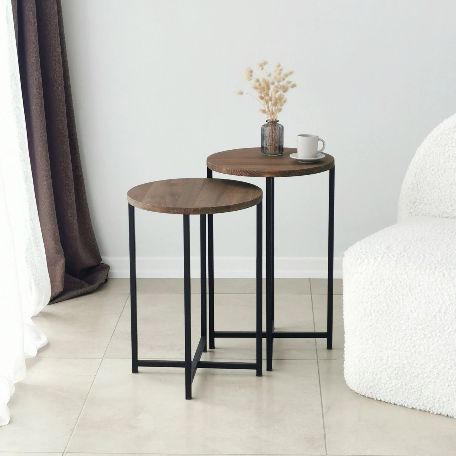 Set tavolina kafeje Hanah Home, Neta, ngjyrë arre