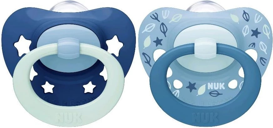Qetësues bebe NUK Signature 6-18 m, silikon, ortodontik, pa BPA, për djem, blu, set 2 copë