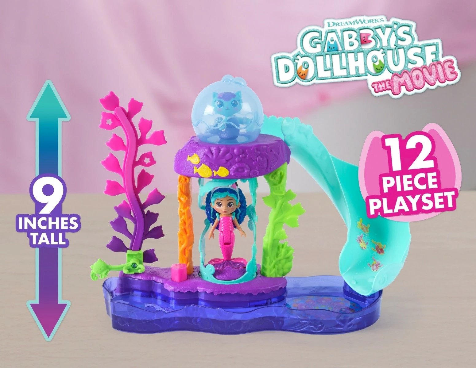 Set lojërash, Spin Master Gabby's Dollhouse 6074401, akuarium i madh me sirenë dhe rrëshqitëse, me aksesorë dhe figurë, 3+ vjeç, shumëngjyrësh, set