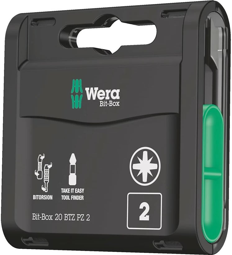 Set bitash Wera Bit-Box 20 BTZ PZ 2, 20 copë, 25 mm, plastikë/metal