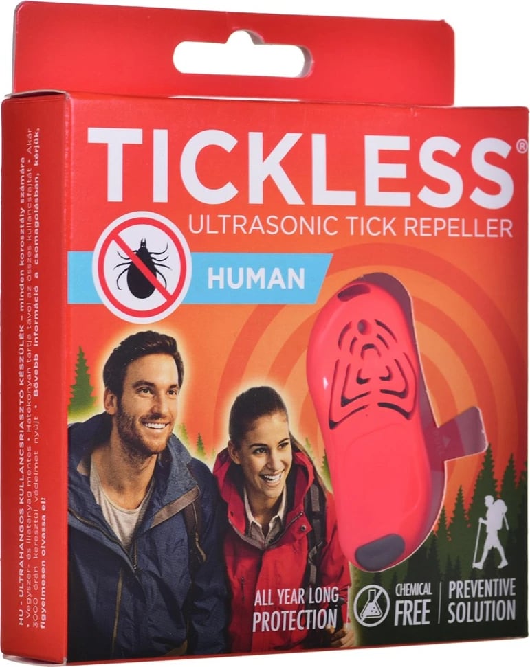 Pajisje ultrasonike kundër rriqrave për kafshë, TICKLESS, ngjyrë portokalli