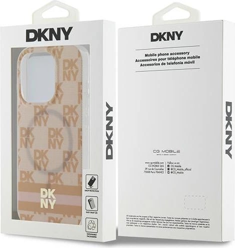 Mbështjellës DKNY IML Checkered Mono Pattern & Printed Stripes MagSafe për iPhone 13 Pro Max, rozë