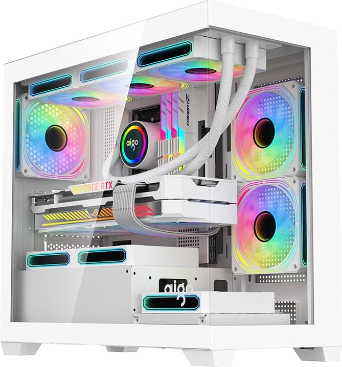 Kasë Darkflash C218M me 6 ventilatorë ARGB, e bardhë