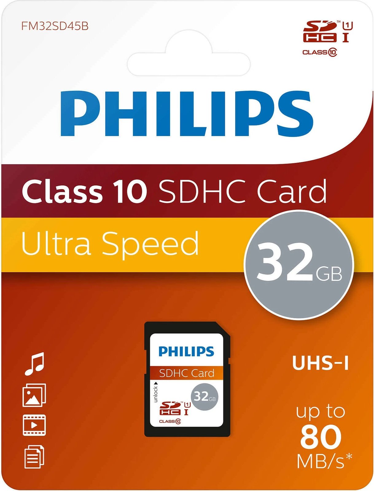 Kartelë memorie Philips FM32SD45B/10 SDHC 32GB Class 10 UHS-I multikolor