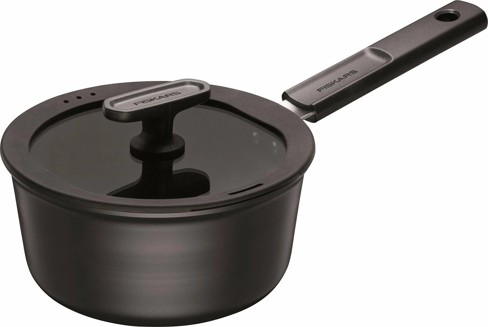 Tenxhere Fiskars Hard Face 2.5L me kapak, e zezë