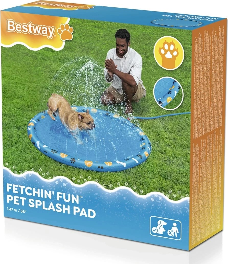Pishinë për qen Bestway Fetchin' Fun, e verdhë, PVC, rrumbullakët