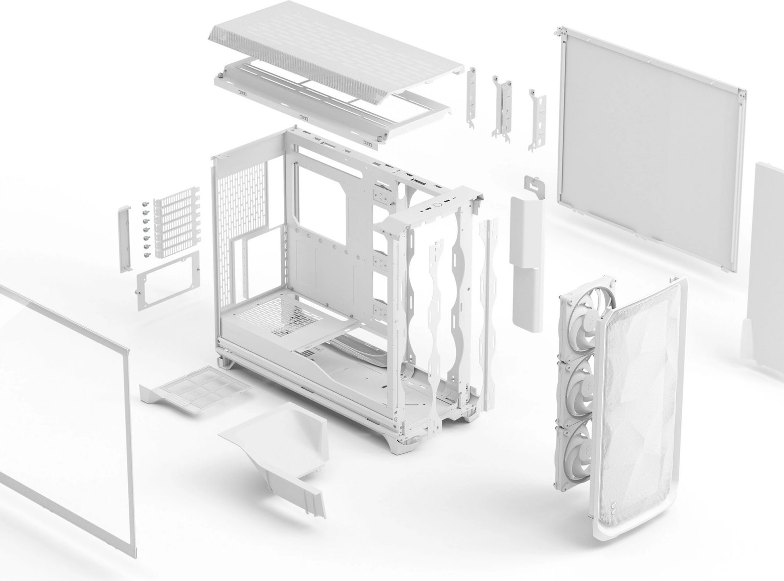 Kasë Fractal Design Meshify 3 XL, midi tower, RGB, xham i temperuar, e bardhë