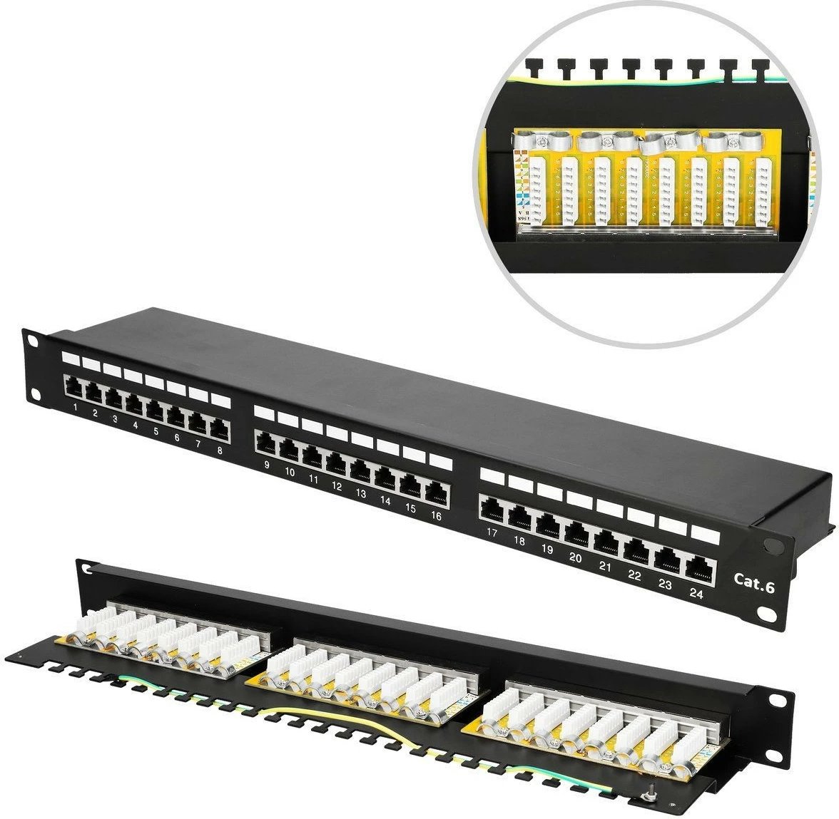 Patch panel Extralink EX.9830, 24 porta, CAT6, 1U, i zi
