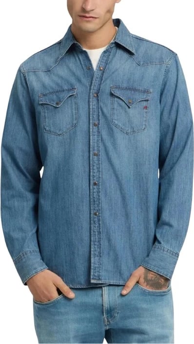 Këmishë për meshkuj Replay, e kaltërt e çelët