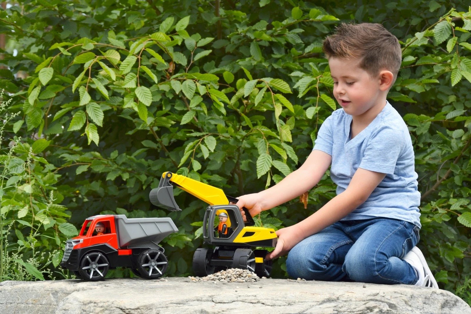 Ekskavator lodër Lena Truxx2, 35 cm, për fëmijë, Verdhë/Gri/Zi