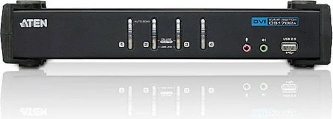 Switch KVM ATEN 4-portë USB DVI me audio dhe USB 2.0 Hub