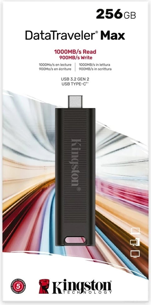 USB Kingston DataTraveler 256GB Max 1000R/900W, USB 3.2 Gen 2, e zezë