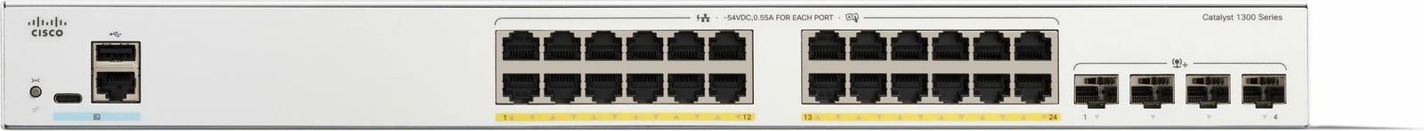 Switch Cisco Catalyst C1300-24FP-4X, 24 porta GE, PoE, 4x10GE SFP+, Managed, Rackmount